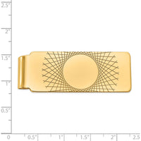 14K Yellow Gold Geometric Design Engravable Money Clip with Polished Finish by Oro Pregiato