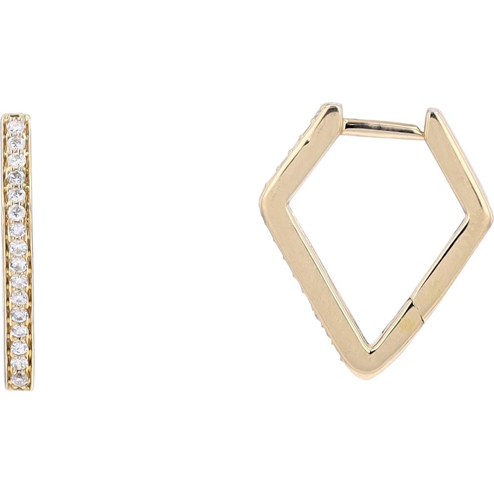 14K Yellow Gold Geometric Diamond Earrings with Milgrain Detail - 0.20 Carat Total Diamond Weight