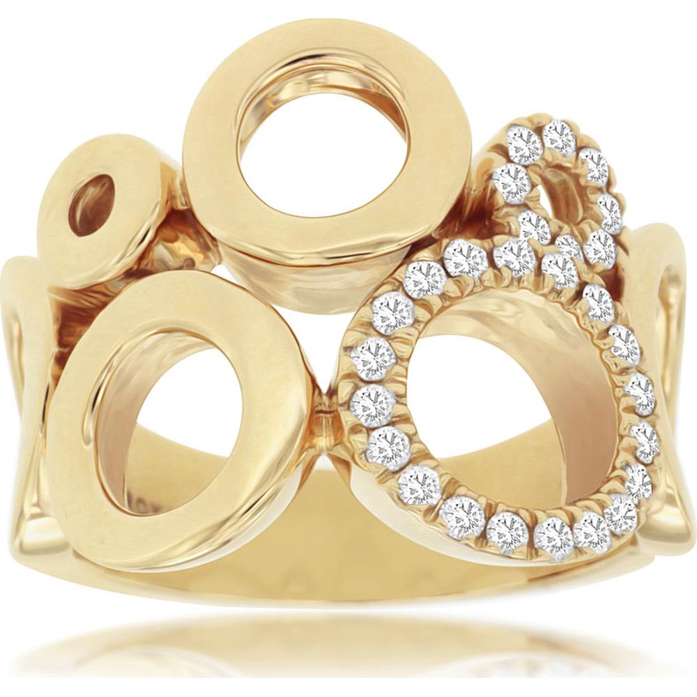 14K Yellow Gold Geometric Diamond Ring - 0.30 Carats Total Diamond Weight