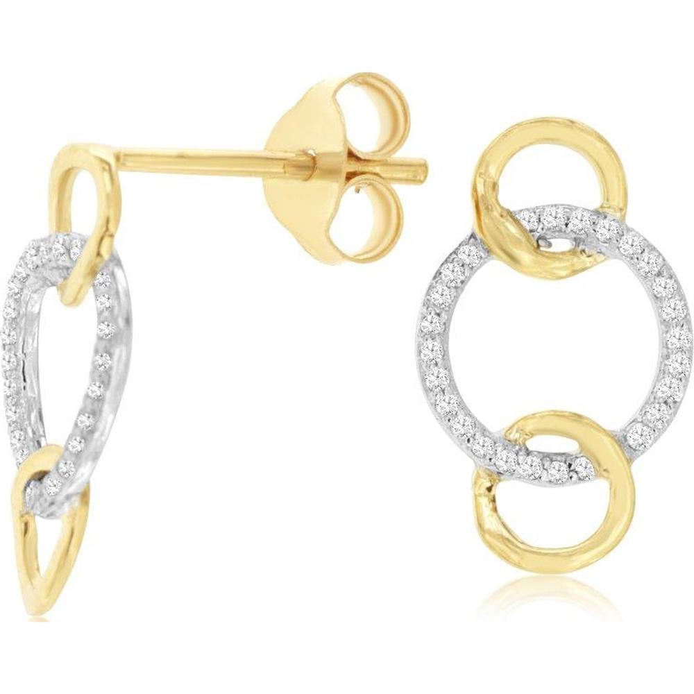 14K Yellow Gold Geometric Drop Earrings with Round Diamonds - 0.10 Carat Total Diamond Weight - Royal Jewelry