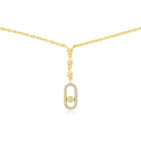 14K Yellow Gold Geometric Drop Pendant Necklace with Bezel-Set Round Diamonds - 0.11 Carat Total Diamond Weight - Royal Jewelry