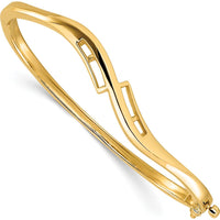 14K Yellow Gold Geometric Hinged Oval Bangle Mounting for Round Diamonds - Holds 3/8 Carat Total Weight by Oro Pregiato