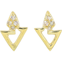 14K Yellow Gold Geometric Kite-Shaped Diamond Stud Earrings - 0.04 Carat Total Diamond Weight