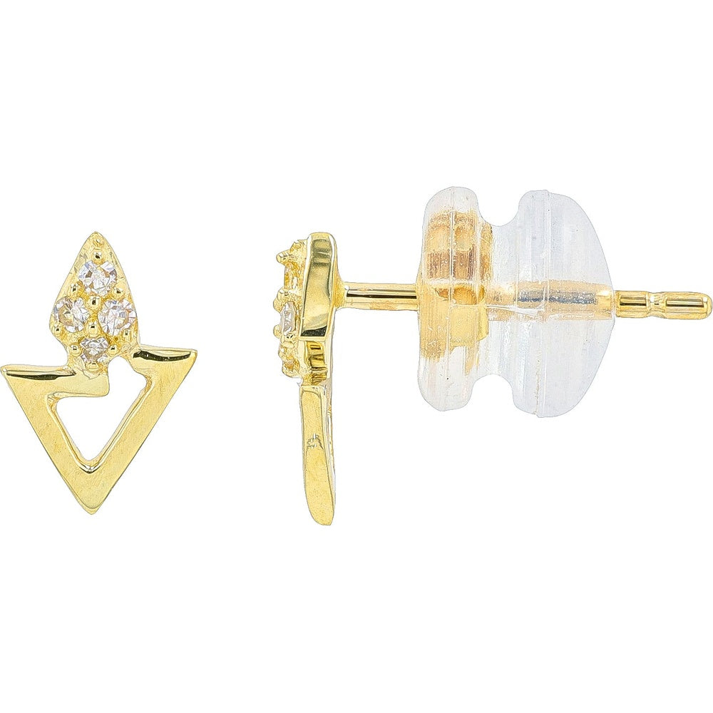14K Yellow Gold Geometric Kite-Shaped Diamond Stud Earrings - 0.04 Carat Total Diamond Weight
