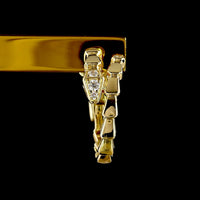 14K Yellow Gold Geometric Link Huggie Earrings with Bezel-Prong Set Round Lab Diamonds - 0.18 Carats Total Diamond Weight - Covaloro Fine Jewelry