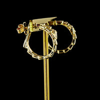 14K Yellow Gold Geometric Link Huggie Earrings with Bezel-Prong Set Round Lab Diamonds - 0.18 Carats Total Diamond Weight - Covaloro Fine Jewelry