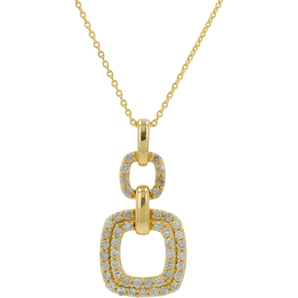 14K Yellow Gold Geometric Link Pendant with Prong-Set Round Diamonds - 0.25 Carat Total Diamond Weight