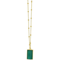 14K Yellow Gold Geometric Malachite Pendant Necklace - 18" Fancy Chain by Orozza Fine Jewelry