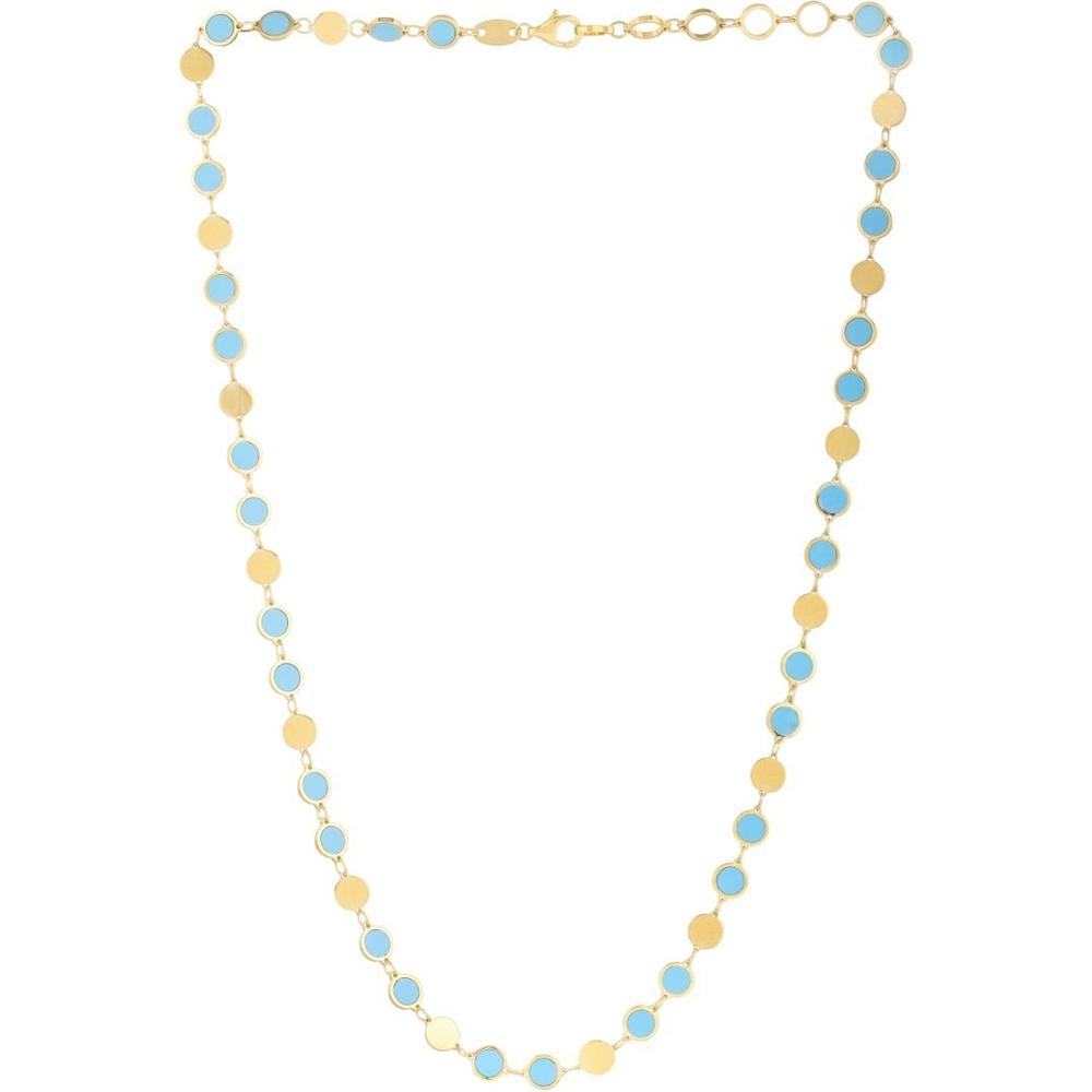 14K Yellow Gold Geometric Mirror Gem Bracelet with Turquoise Paste Stones - 7.25" by Orozza Fine Jewelry