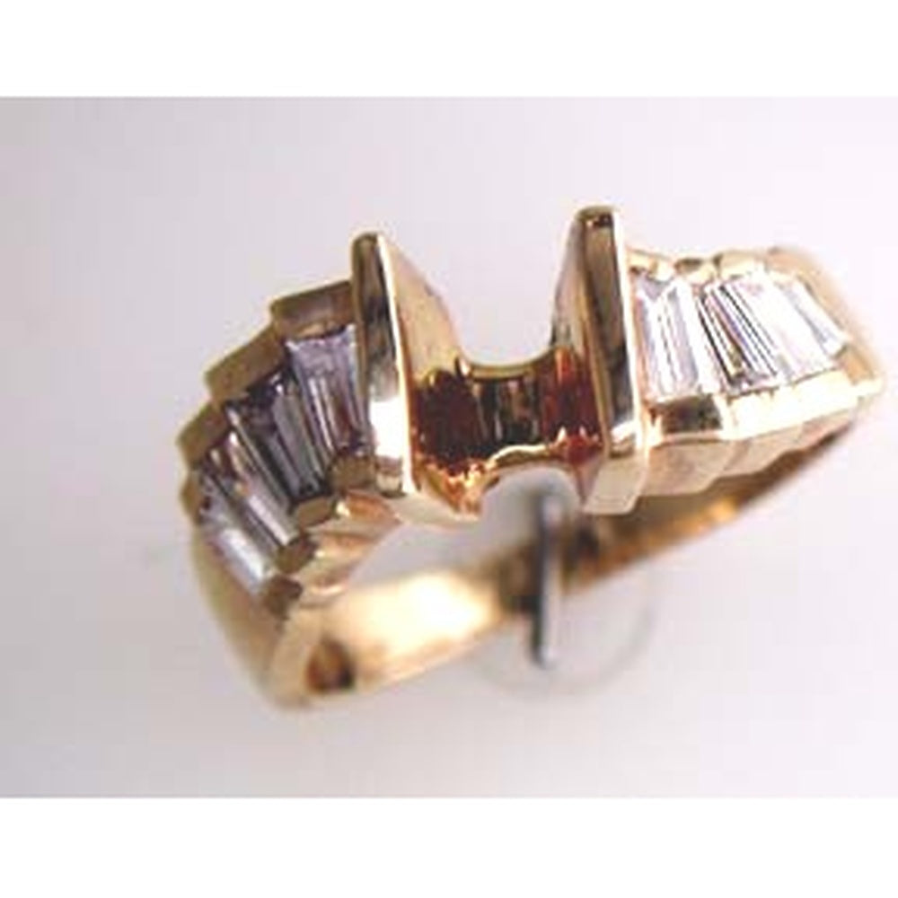 14K Yellow Gold Geometric Open-Center Ring with Channel Set Baguette Diamonds - 0.85 Carat Total Diamond Weight - Royal Jewelry