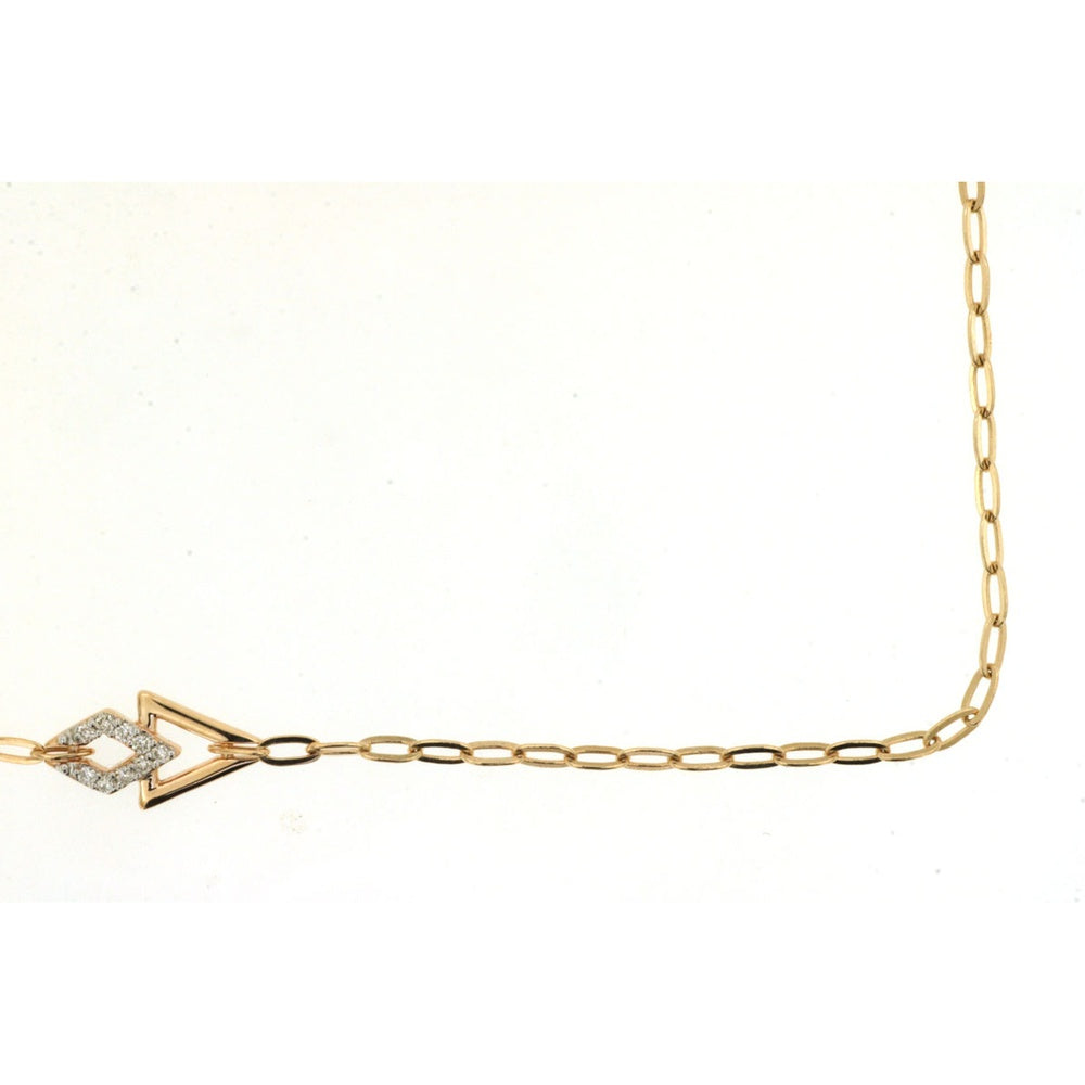 14K Yellow Gold Geometric Paperclip Necklace with Pavé Set Round Diamonds - 0.27 Carat Total Diamond Weight - Royal Jewelry