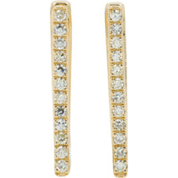 14K Yellow Gold Geometric Rectangle Hoop Earrings with Bead-Set Round Diamonds - 0.10 Carat Total Diamond Weight