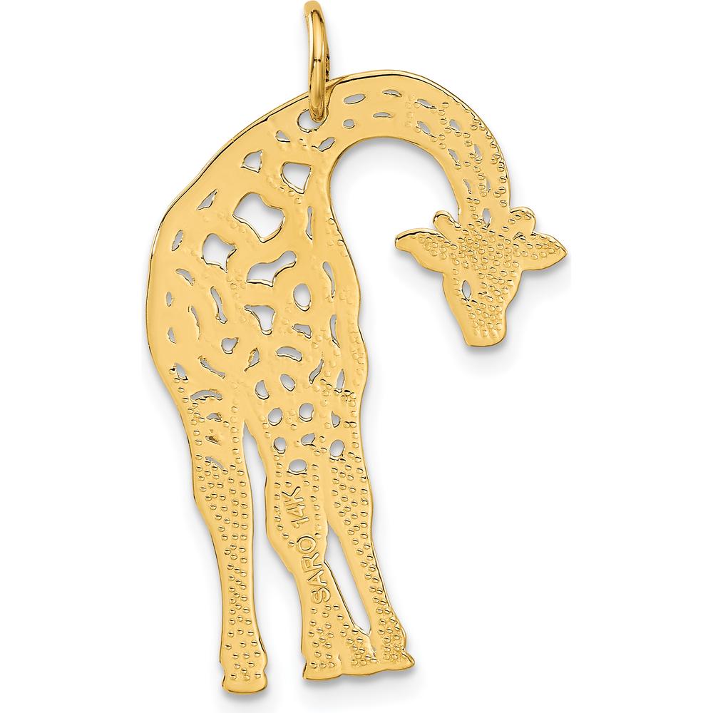 14K Yellow Gold Giraffe Charm with Diamond-Cut Details - 29mm by Oro Pregiato