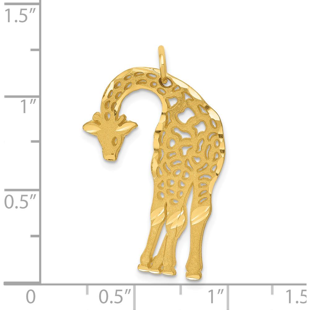 14K Yellow Gold Giraffe Charm with Diamond-Cut Details - 29mm by Oro Pregiato