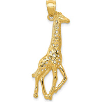 14K Yellow Gold Giraffe Pendant - 39mm Length by Oro Pregiato