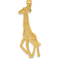 14K Yellow Gold Giraffe Pendant - 39mm Length by Oro Pregiato