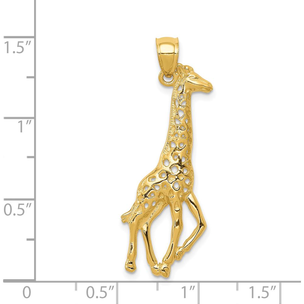 14K Yellow Gold Giraffe Pendant - 39mm Length by Oro Pregiato