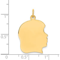 14K Yellow Gold Girl Head Charm Pendant - Engravable Personalized Design by Oro Pregiato