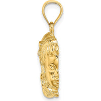 14K Yellow Gold Girl Head Charm Pendant with Bow Detail - 22.5mm Length, 30mm Width by Oro Pregiato
