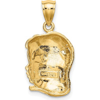 14K Yellow Gold Girl Head Charm Pendant with Bow Detail - 22.5mm Length, 30mm Width by Oro Pregiato