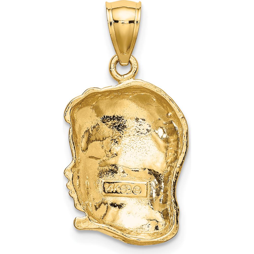 14K Yellow Gold Girl Head Charm Pendant with Bow Detail - 22.5mm Length, 30mm Width by Oro Pregiato
