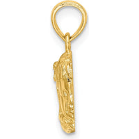 14K Yellow Gold Girl Head Pendant Charm with Open Back Design by Oro Pregiato