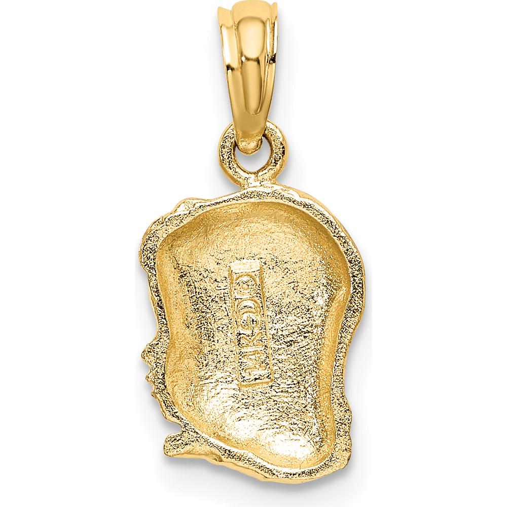 14K Yellow Gold Girl Head Pendant Charm with Open Back Design by Oro Pregiato