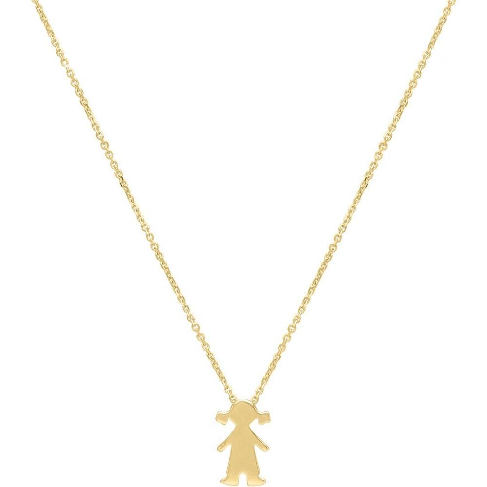 14K Yellow Gold Girl Pendant Necklace with 18" Chain - 1.60 Gram Polished Finish by Orozza Fine Jewelry