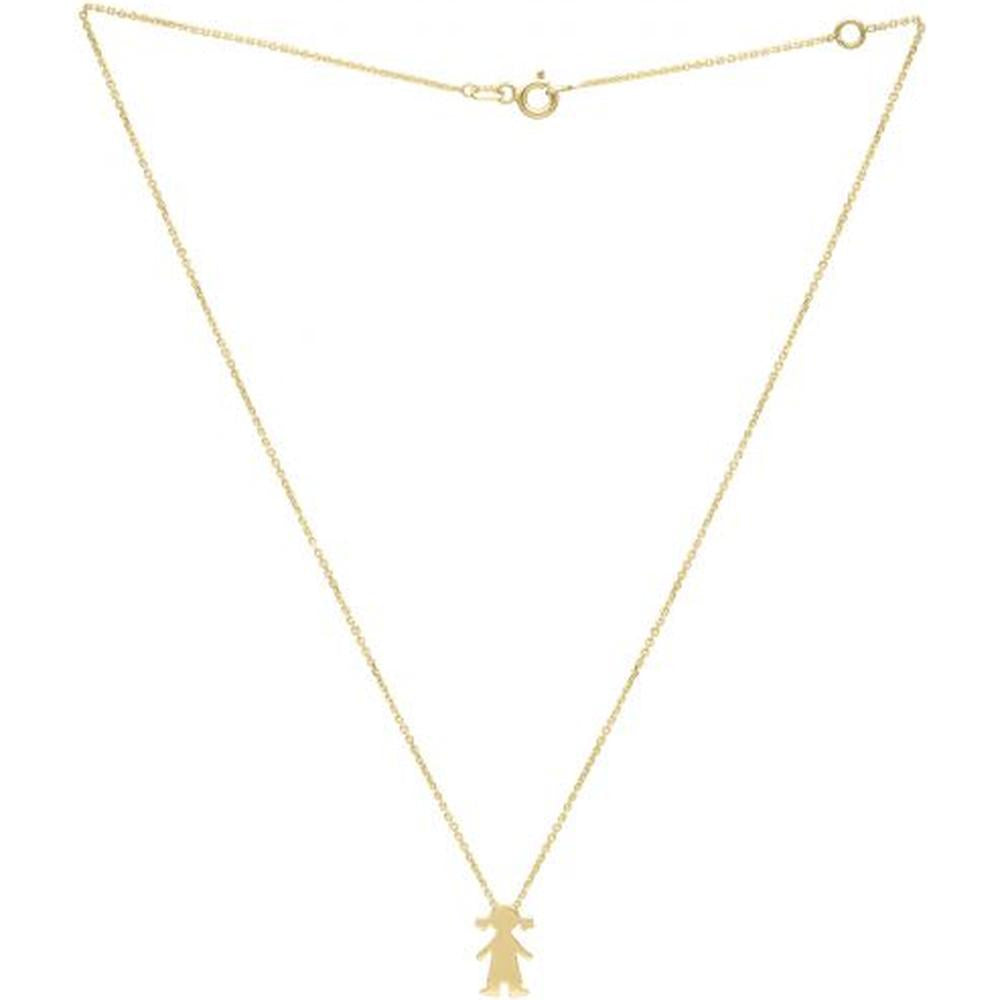 14K Yellow Gold Girl Pendant Necklace with 18" Chain - 1.60 Gram Polished Finish by Orozza Fine Jewelry