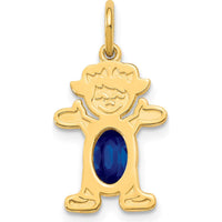 14K Yellow Gold Girl Pendant with Oval Genuine Sapphire - 0.58 Carat Sapphire by Oro Pregiato