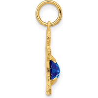 14K Yellow Gold Girl Pendant with Oval Genuine Sapphire - 0.58 Carat Sapphire by Oro Pregiato