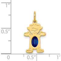 14K Yellow Gold Girl Pendant with Oval Genuine Sapphire - 0.58 Carat Sapphire by Oro Pregiato