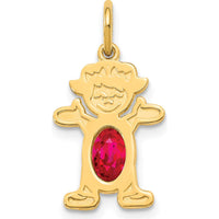 14K Yellow Gold Girl Pendant with Oval Ruby - 0.63 Carat Total Ruby Weight by Oro Pregiato