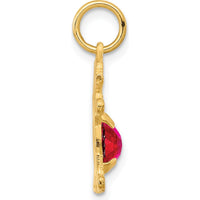 14K Yellow Gold Girl Pendant with Oval Ruby - 0.63 Carat Total Ruby Weight by Oro Pregiato