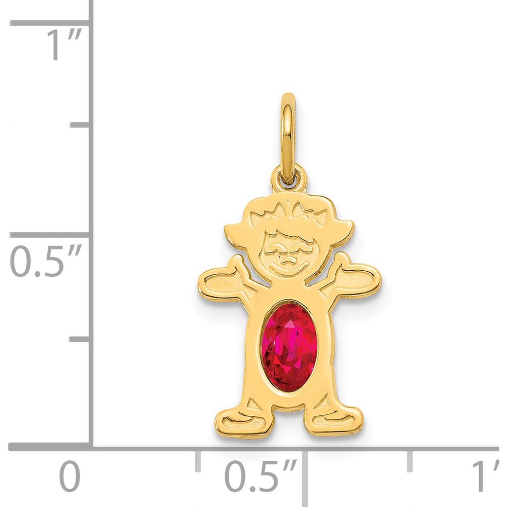 14K Yellow Gold Girl Pendant with Oval Ruby - 0.63 Carat Total Ruby Weight by Oro Pregiato