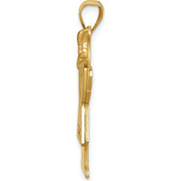14K Yellow Gold Girl Pendant with Ruffles and Bow and 3 Round Diamonds - 0.015 Carat Total Diamond Weight by Oro Pregiato