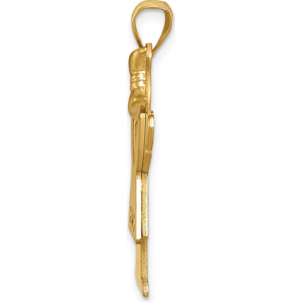 14K Yellow Gold Girl Pendant with Ruffles and Bow and 3 Round Diamonds - 0.015 Carat Total Diamond Weight by Oro Pregiato