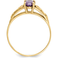 14K Yellow Gold Girl's Synthetic Amethyst Ring with Polished Band by Oro Pregiato