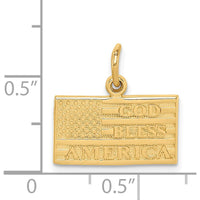 14K Yellow Gold God Bless America Flag Charm - Polished & Textured Design by Oro Pregiato