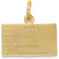 14K Yellow Gold God Bless America Flag Charm - Polished & Textured Design by Oro Pregiato