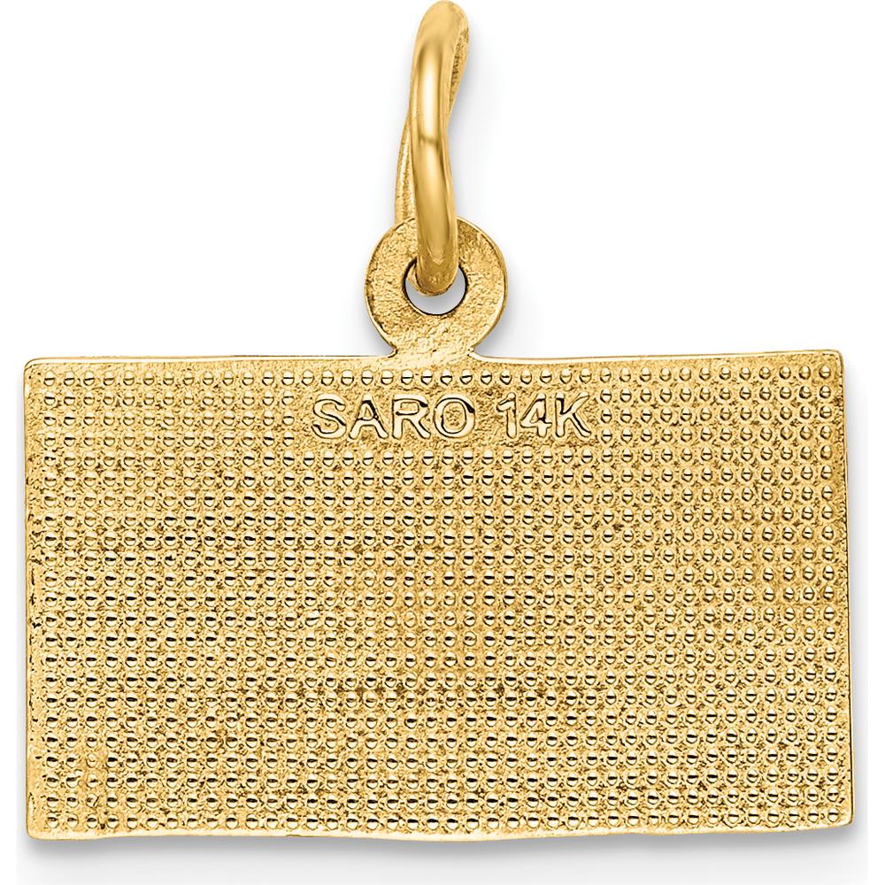 14K Yellow Gold God Bless America Flag Charm - Polished & Textured Design by Oro Pregiato