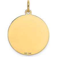 14K Yellow Gold Golden Retriever Engravable 20mm Disc Pendant Charm by Oro Pregiato