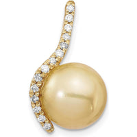 14K Yellow Gold Golden South Sea Saltwater Cultured Pearl and 0.125 Carat Diamond Pendant by Monteluci Fine Jewelry