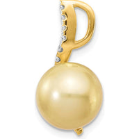 14K Yellow Gold Golden South Sea Saltwater Cultured Pearl and 0.125 Carat Diamond Pendant by Monteluci Fine Jewelry