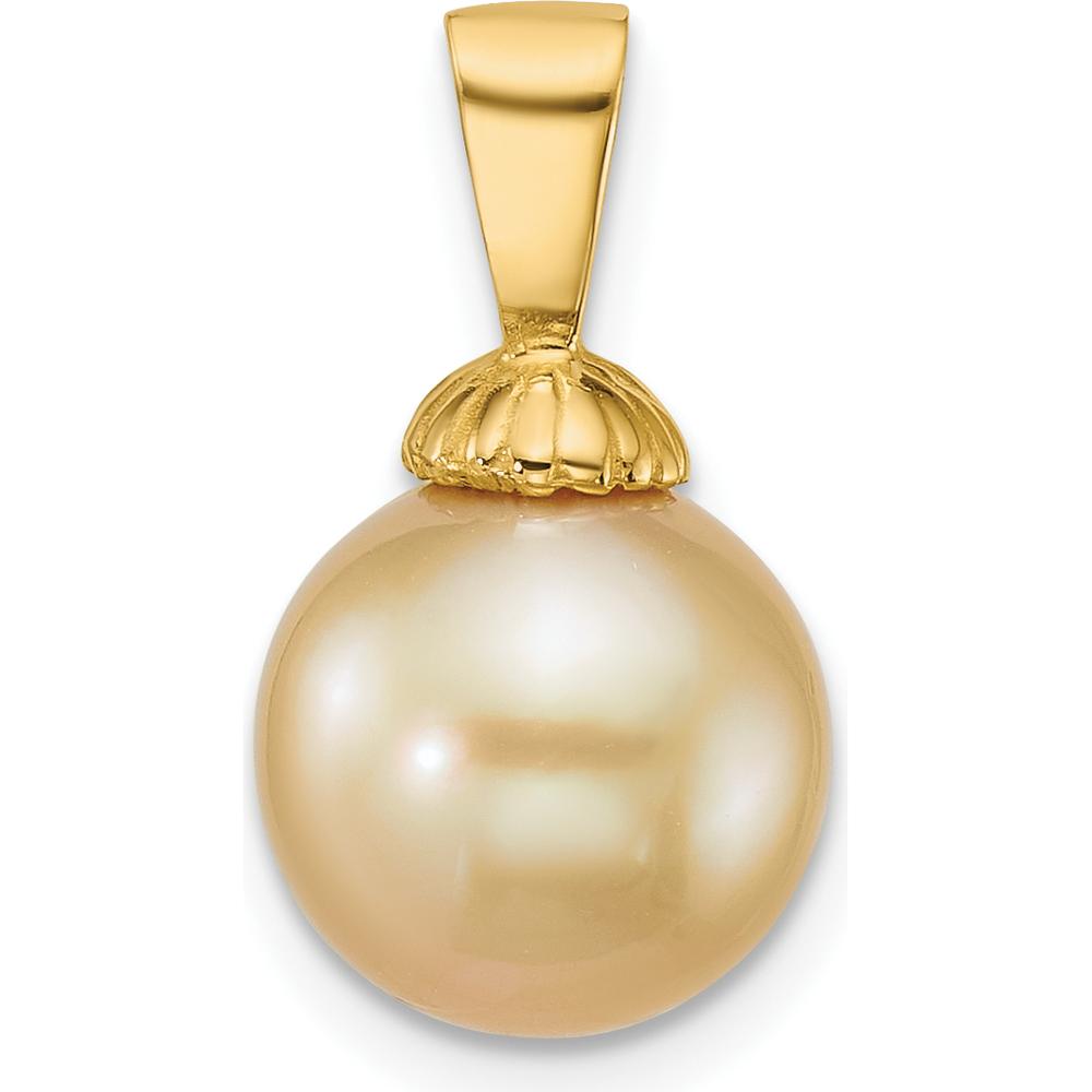 14K Yellow Gold Golden South Sea Saltwater Cultured Pearl Pendant - 10-11mm by Monteluci Fine Jewelry