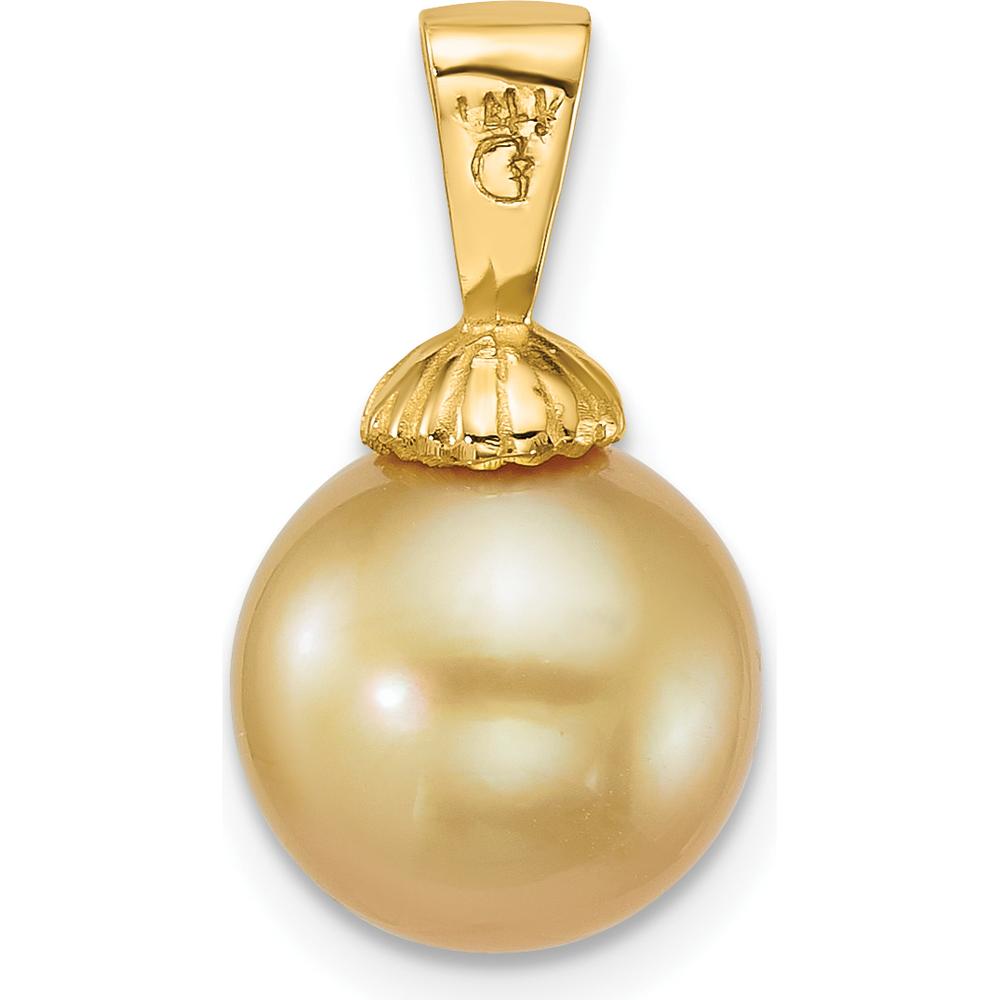 14K Yellow Gold Golden South Sea Saltwater Cultured Pearl Pendant - 10-11mm by Monteluci Fine Jewelry