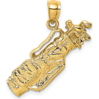 14K Yellow Gold Golf Bag and Clubs Charm Pendant by Oro Pregiato