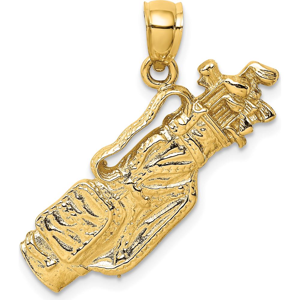 14K Yellow Gold Golf Bag and Clubs Charm Pendant by Oro Pregiato
