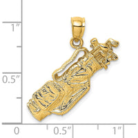 14K Yellow Gold Golf Bag and Clubs Charm Pendant by Oro Pregiato