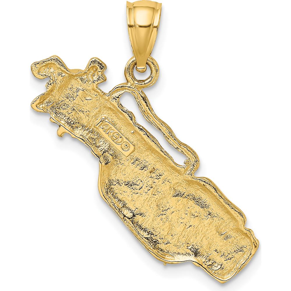 14K Yellow Gold Golf Bag and Clubs Charm Pendant by Oro Pregiato